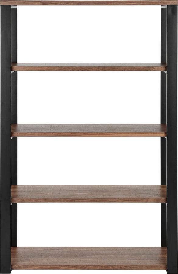 Euro Style Shelves - Dillon 40-Inch Shelf/Shelving Unit with American Walnut Veneer Shelves and Matte Black Frame