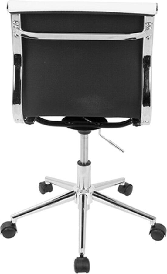 Lumisource Task Chairs - Master Contemporary Armless Adjustable Task Chair in White Faux Leather