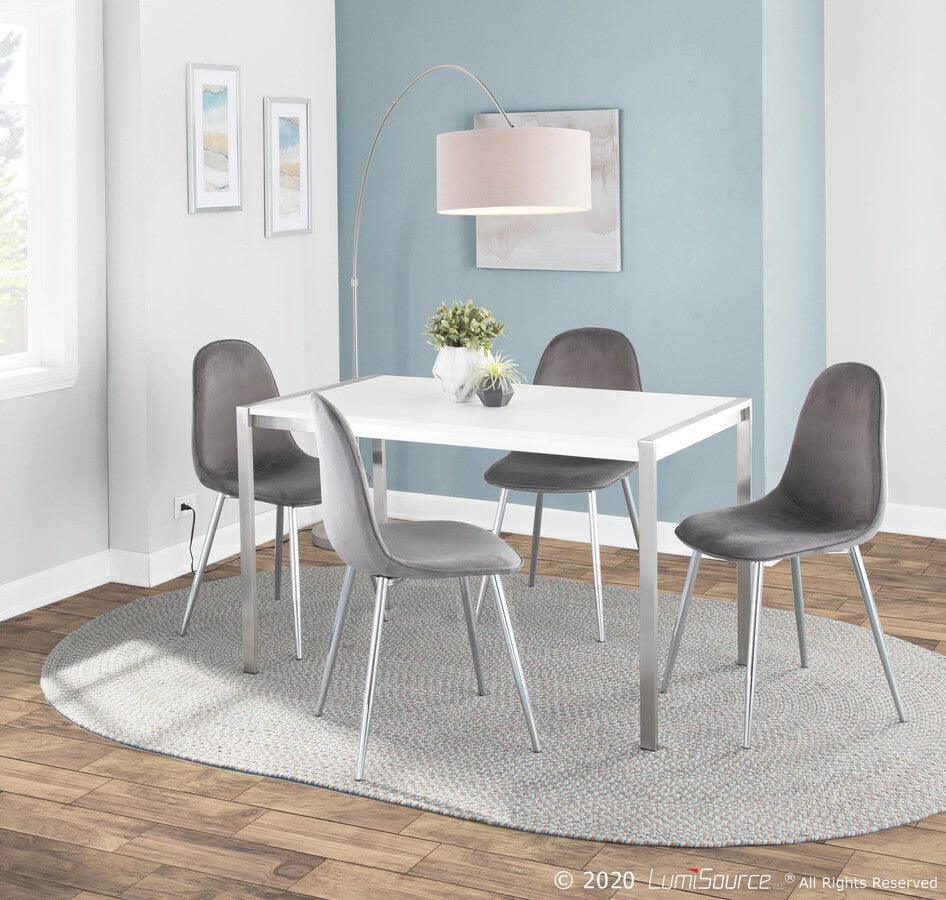 Lumisource Living Room Sets - Pebble Chair 35" Chrome & Gray Velvet (Set of 2)