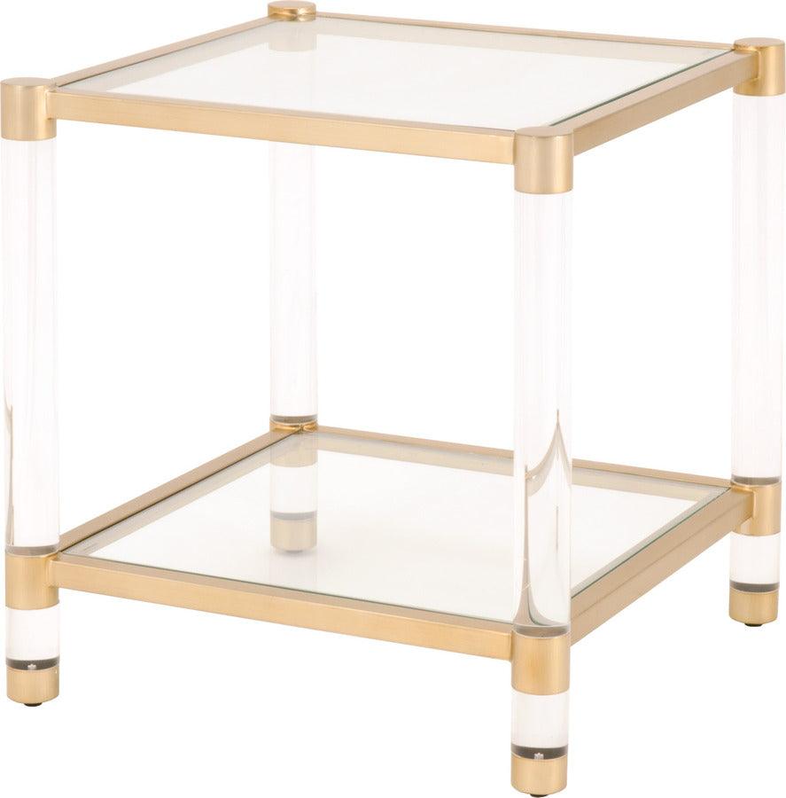 Essentials For Living Side & End Tables - Nouveau End Table Brushed Brass & Lucite & Clear Glass