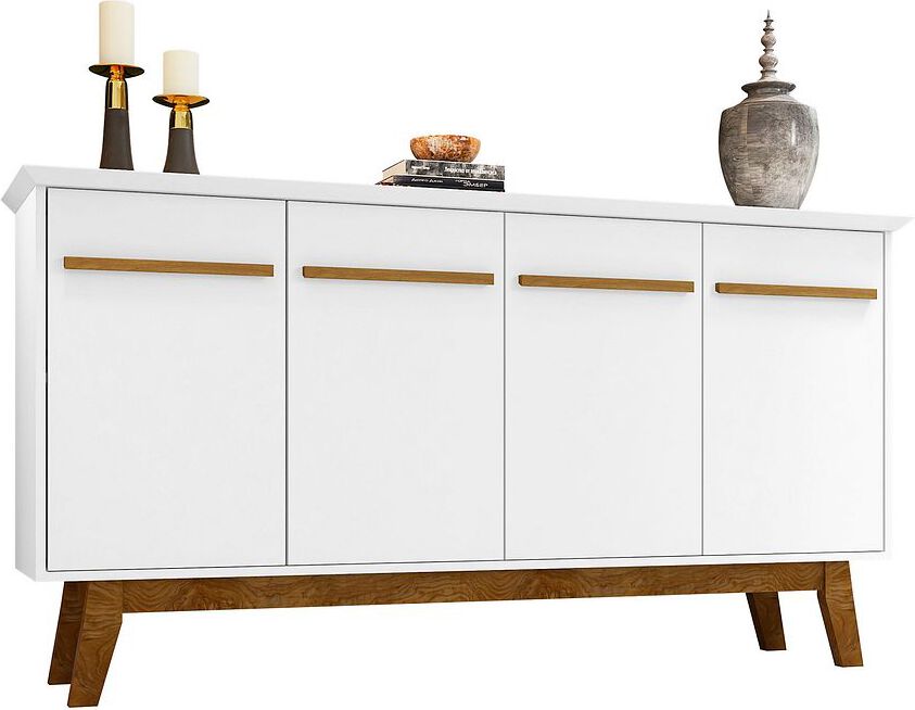 Manhattan Comfort Buffets & Sideboards - Yonkers 62.99 Sideboard with Solid Wood Legs and 2 Cabinets in White