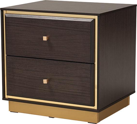 Wholesale Interiors Bedroom Sets - Cormac Dark Brown Finished Wood and Gold Metal 3-Piece Storage Set