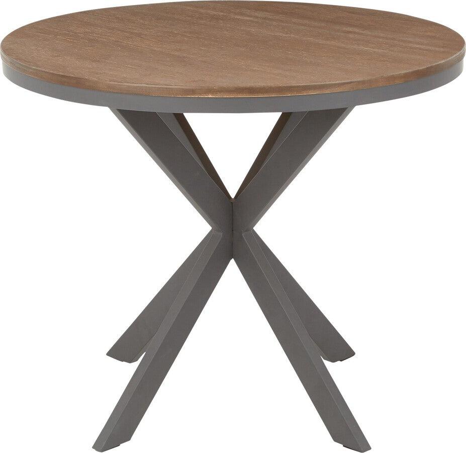 Lumisource Dining Tables - X Pedestal Industrial Dinette Table with Grey Metal and Medium Brown Bamboo