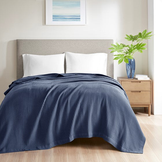 Olliix.com Comforters & Blankets - Cotton Blanket Indigo Full/Queen
