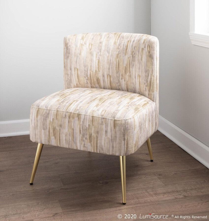 Lumisource Accent Chairs - Fran Slipper Chair 30.5" Gold Metal & Light Brown Fabric