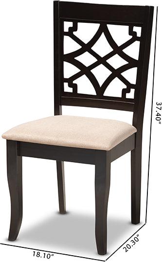 Wholesale Interiors Dining Chairs - Mael Contemporary Fabric Upholstered Brown Finished Wood Dining Chair Set of 4