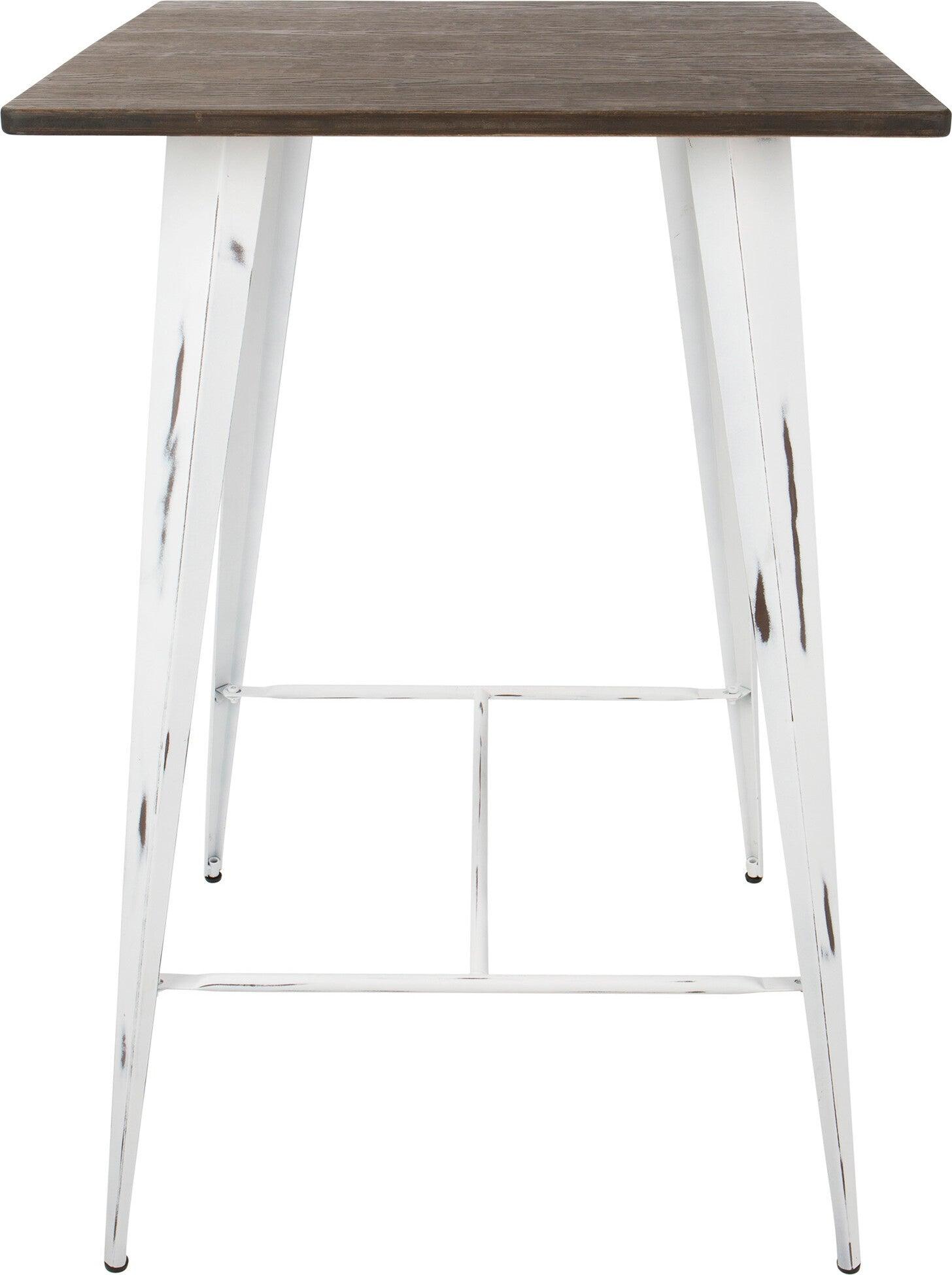 Lumisource Bar Tables - Oregon Industrial Table in Vintage White and Espresso LumiSource