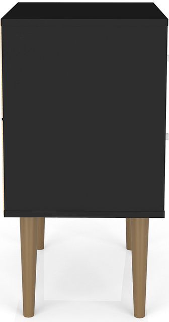 Manhattan Comfort Nightstands & Side Tables - Liberty Mid-Century - Modern Nightstand 2.0 with 2 Full Extension Drawers in Black
