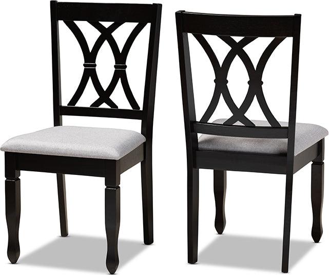 Wholesale Interiors Dining Chairs - Reneau Grey Fabric Upholstered Espresso Brown Finished Wood 2-Piece Dining Chair Set Set