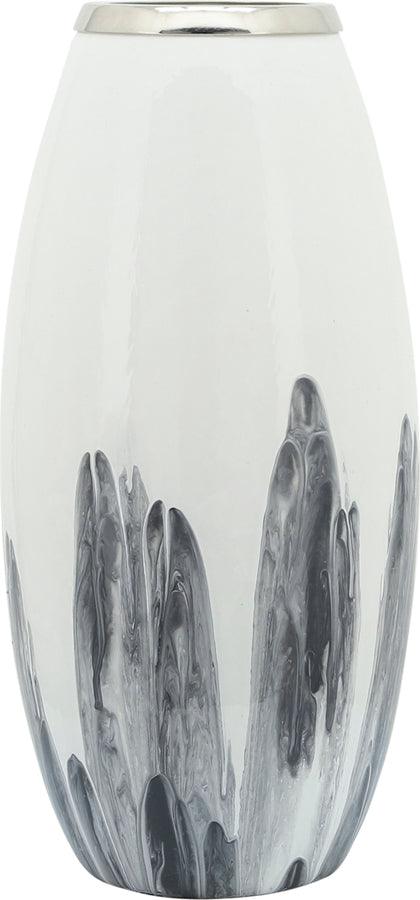 Sagebrook Home Vases - Glass 18"H Vase W/ Metal Ring White
