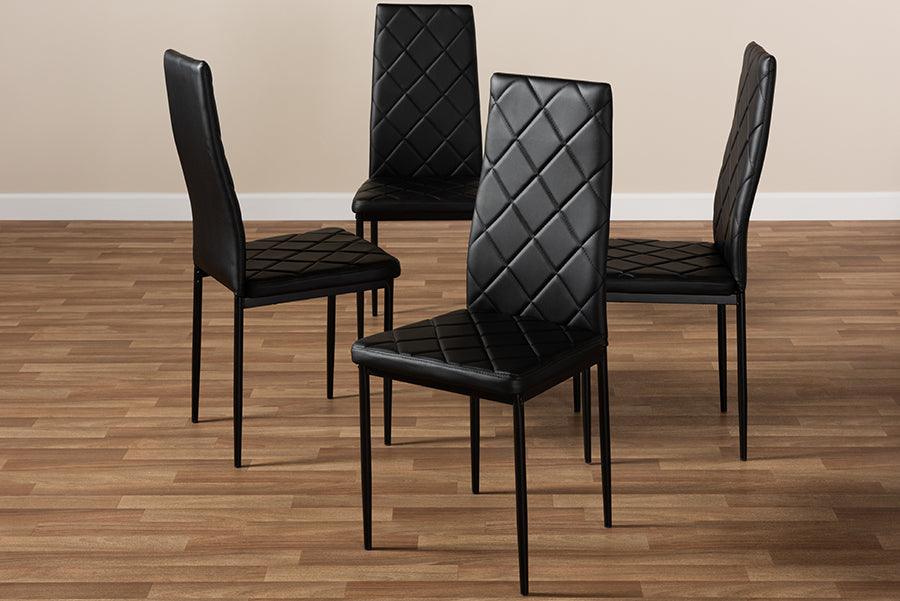 Wholesale Interiors Dining Chairs - Blaise Modern And Contemporary Black Faux Leather Upholstered Dining Chair (Set Of 4)