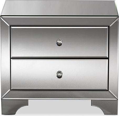 Wholesale Interiors Nightstands & Side Tables - Farrah Nightstand Silver Mirrored