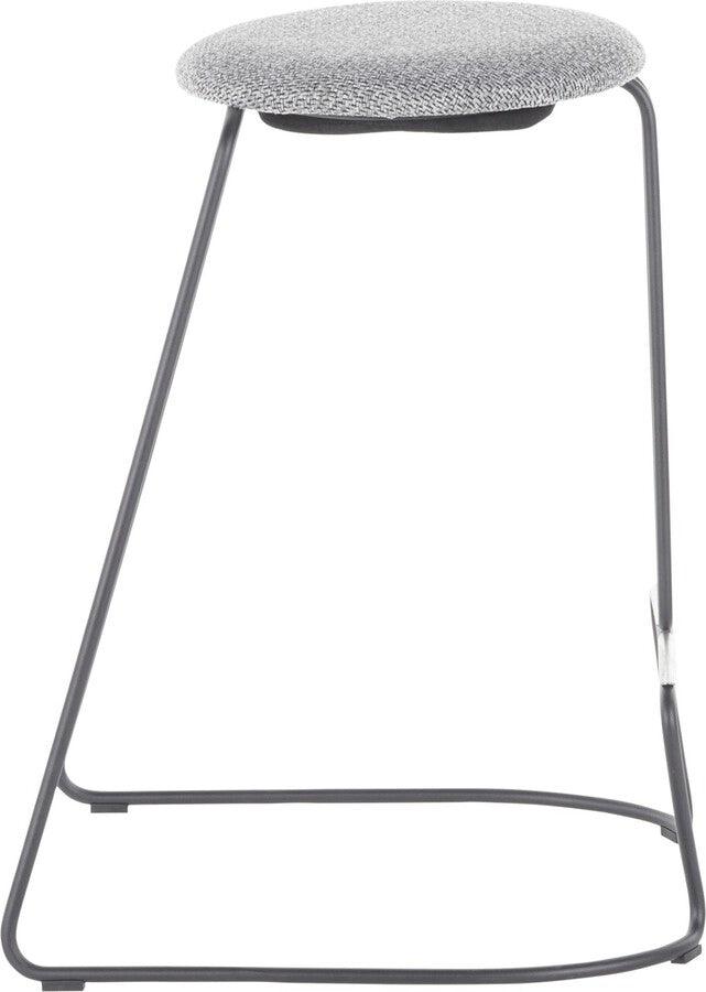 Lumisource Barstools - Finn Contemporary Counter Stool in Grey Steel and Charcoal Fabric - Set of 2