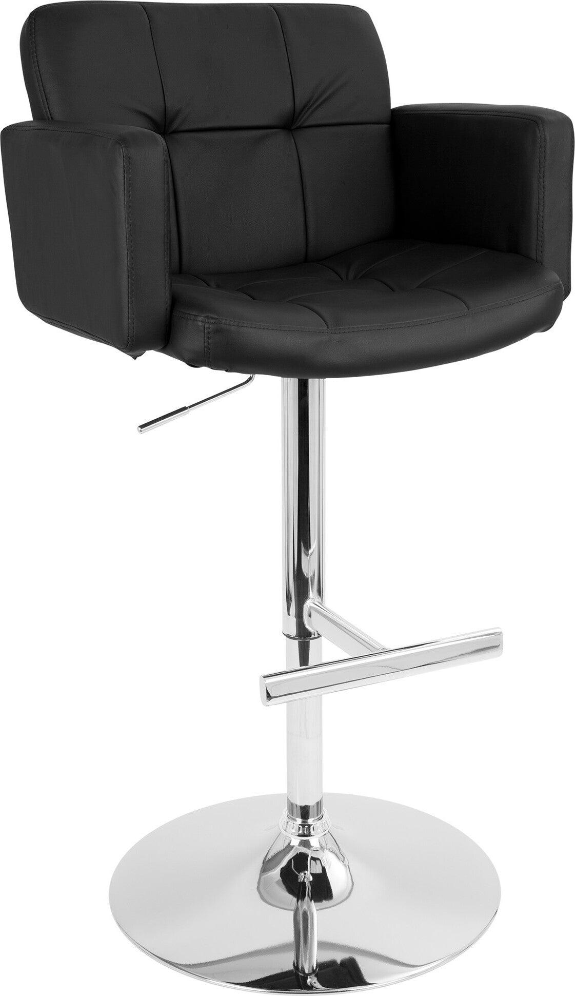 Lumisource Barstools - Stout Contemporary Adjustable Barstool with Swivel and Black Faux Leather