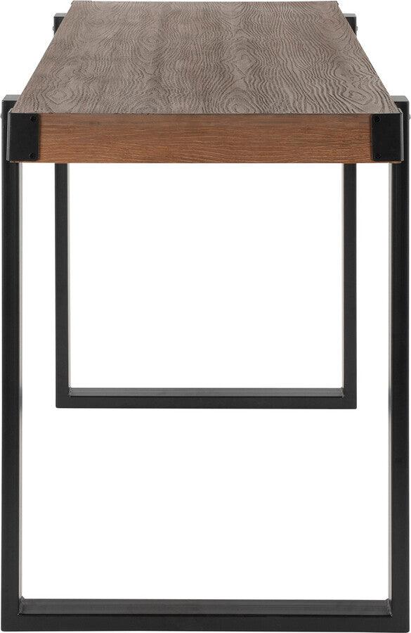 Lumisource Bar Tables - Odessa Industrial Counter Table in Black Metal and Brown Wood-Pressed Grain Bamboo