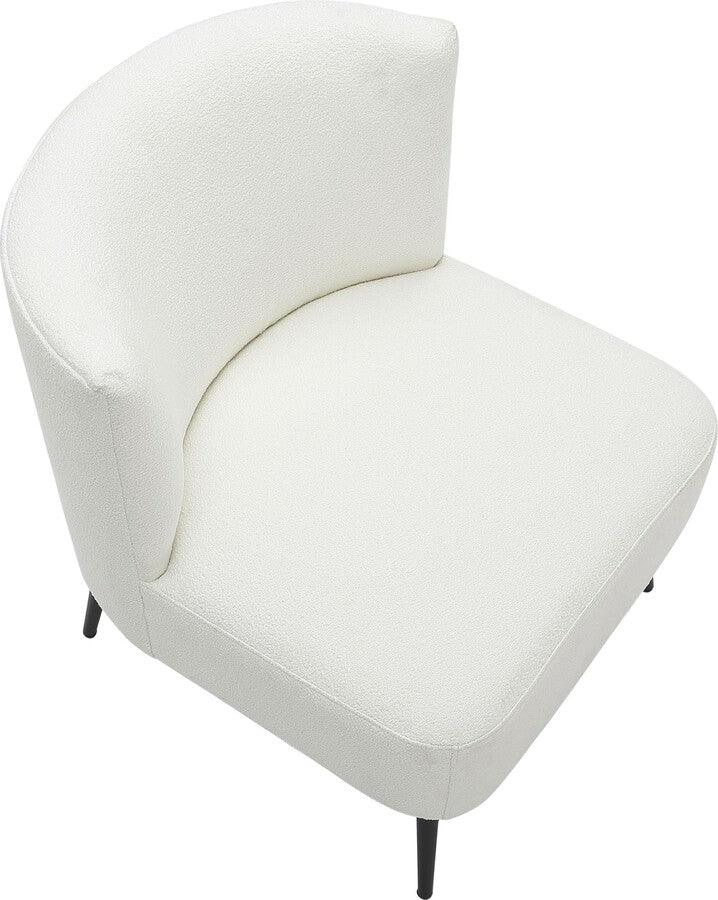 Lumisource Accent Chairs - Fran Contemporary Slipper Chair In Black Metal & White Sherpa Fabric