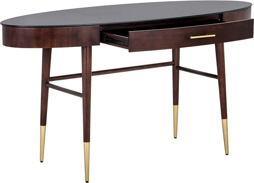 SUNPAN Desks - Osmond Desk Brown Wood | Glass