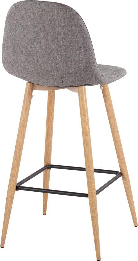 Lumisource Barstools - Pebble Barstool In Natural Metal & Charcoal Fabric (Set of 2)