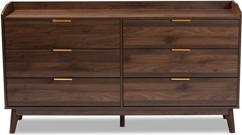 Wholesale Interiors Dressers - Lena 6-Drawer Dresser Walnut & Brown