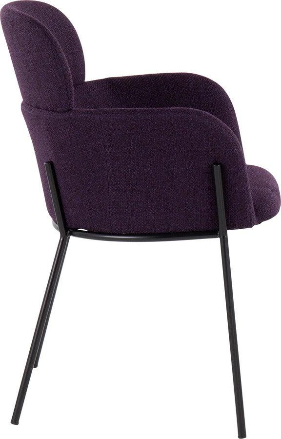 Lumisource Accent Chairs - Milan Contemporary Chair In Black Metal & Purple Noise Fabric (Set of 2)