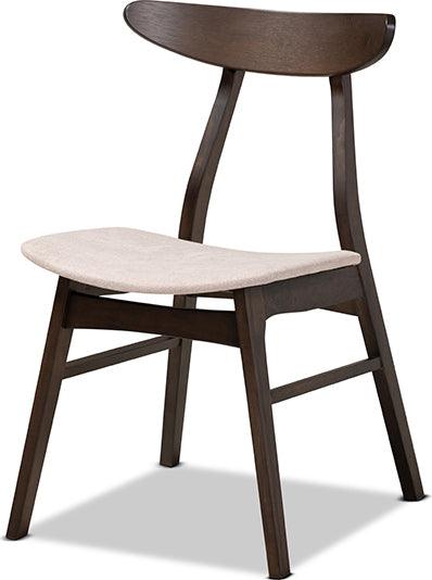 Wholesale Interiors Dining Chairs - Britte Beige Fabric Upholstered Dark Oak Brown Finished 4-Piece Wood Dining Chair Set Set