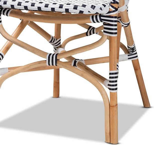 Wholesale Interiors Outdoor Dining Sets - Naila Black & White Plastic and Natural Brown 5-Piece Indoor/Outdoor Bistro Set