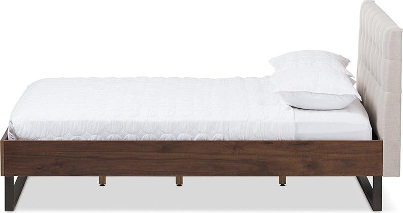 Wholesale Interiors Beds - Mitchell King Bed Light Beige/Walnut Brown
