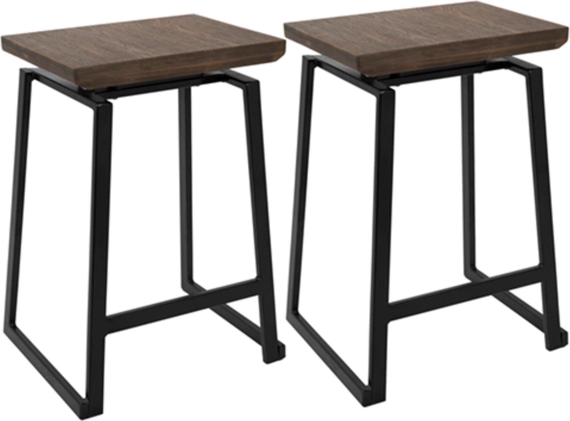 Lumisource Barstools - Geo Counter Stool Black & Brown (Set of 2)