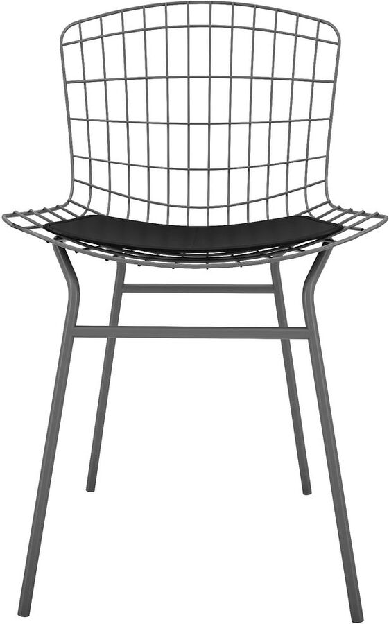 Manhattan Comfort Dining Chairs - Madeline Chair, Set of 2 with Seat Cushion in Charcoal Grey and Black