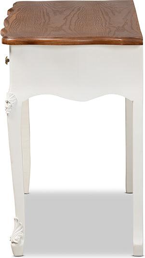 Wholesale Interiors Consoles - Sophie Classic French Country White and Brown Finished Small 3-Drawer Wood Console Table