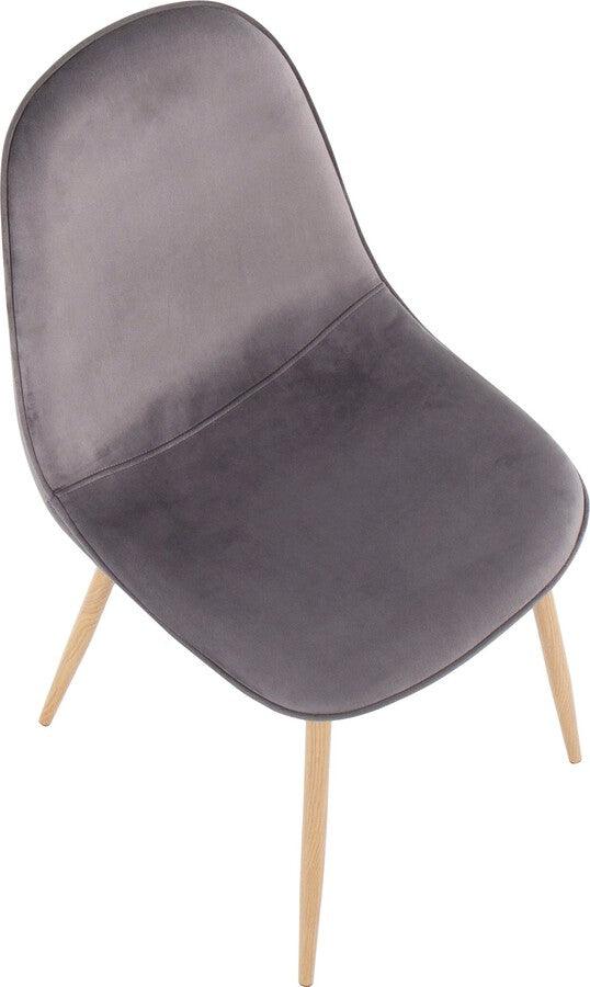 Lumisource Accent Chairs - Pebble Contemporary Chair In Natural Wood Metal & Grey Velvet (Set of 2)