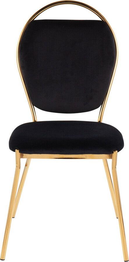 Lumisource Dining Chairs - Keyhole Contemporary/Glam Dining Chair In Gold Metal & Black Velvet (Set of 2)