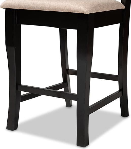 Wholesale Interiors Barstools - Nisa Sand Fabric Upholstered Espresso Brown Finished 2-Piece Wood Counter Stool Set Of 4