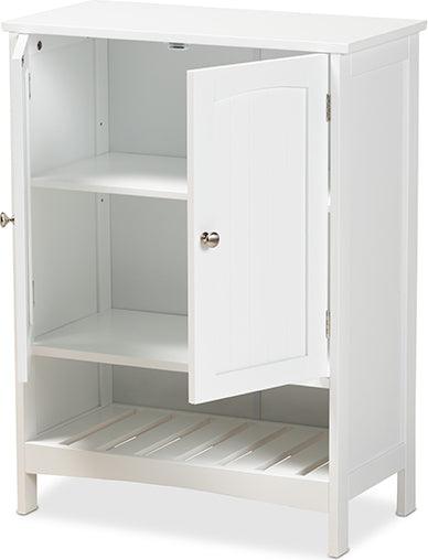 Wholesale Interiors Bathroom Vanity - Jaela Modern and Contemporary White Finished Wood 2-Door Bathroom Storage Cabinet