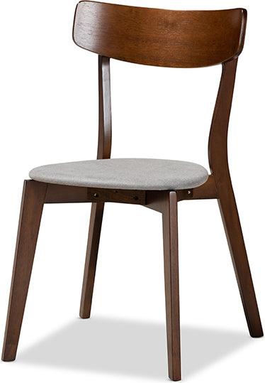 Wholesale Interiors Dining Sets - Rika Light Grey Fabric Upholstered and Walnut Brown Finished Wood 5-Piece Dining Set