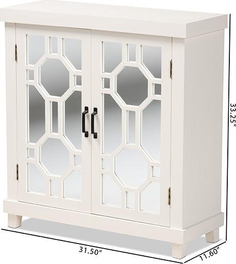 Wholesale Interiors Buffets & Sideboards - Carlena White Finished Wood and Mirrored Glass 2-Door Sideboard