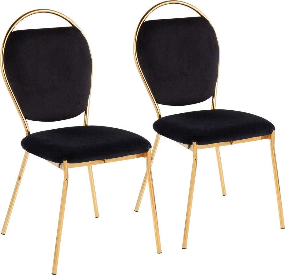 Lumisource Dining Chairs - Keyhole Contemporary/Glam Dining Chair In Gold Metal & Black Velvet (Set of 2)