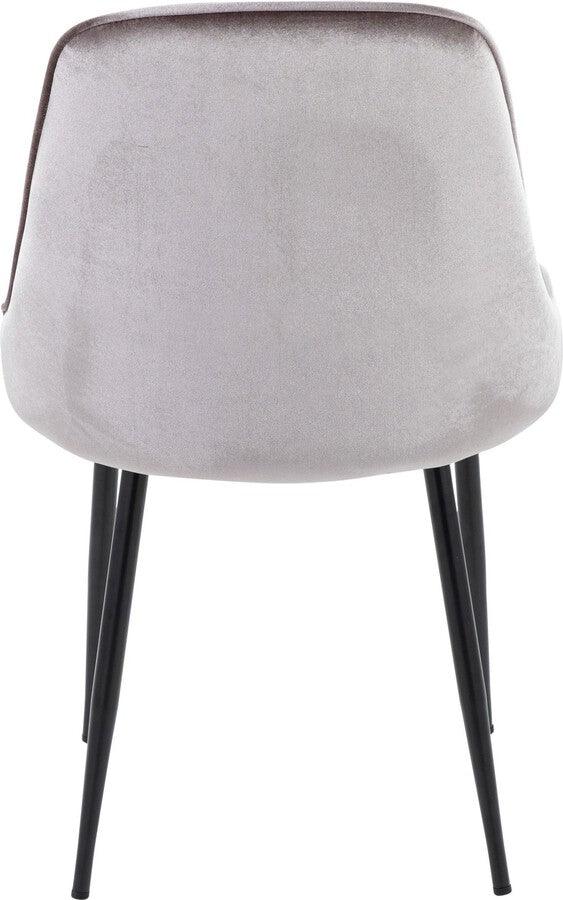 Lumisource Dining Chairs - Marcel Contemporary Dining Chair With Black Frame & Silver Velvet Fabric (Set of 2)