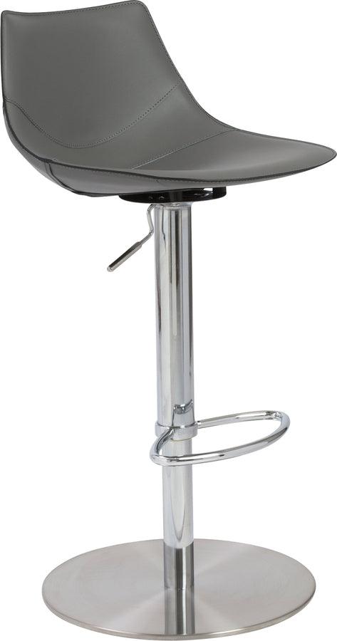 Euro Style Barstools - Rudy Adjustable Swivel Bar/Counter Stool in Gray with Brushed Stainless Steel Base