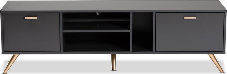 Wholesale Interiors TV & Media Units - Kelson Dark Grey and Gold Finished Wood TV Stand