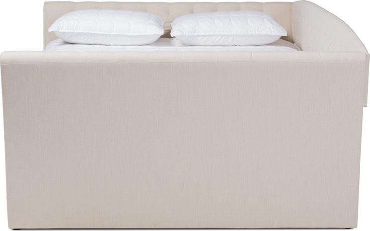 Wholesale Interiors Daybeds - Delora Modern and Contemporary Beige Fabric Upholstered Full Size Daybed