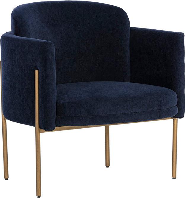 SUNPAN Accent Chairs - Richie Lounge Chair Antique Brass Danny Navy