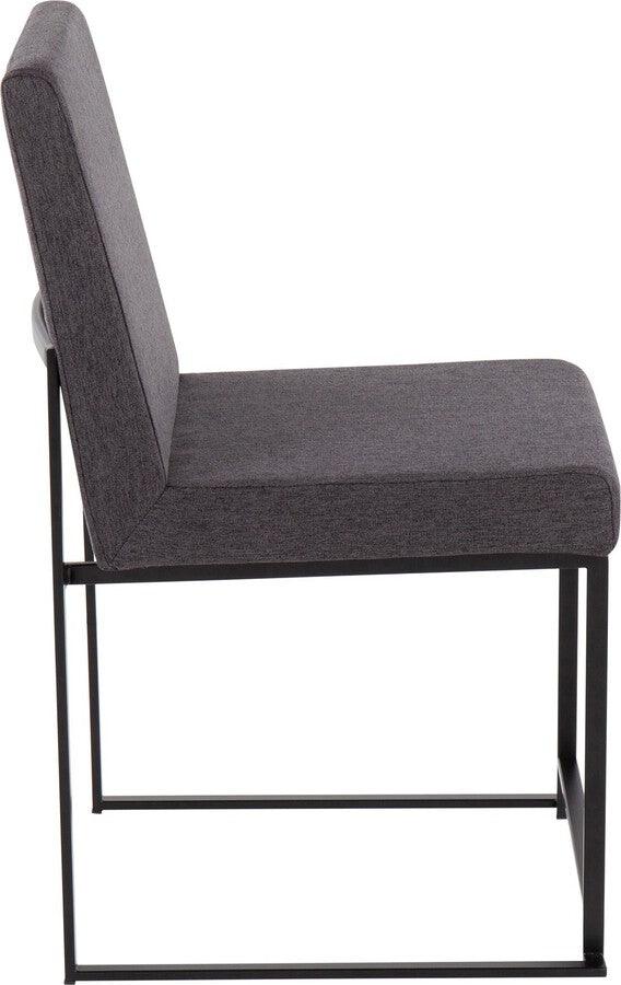 Lumisource Dining Chairs - High Back Fuji Contemporary Dining Chair In Black Steel & Charcoal Fabric (Set of 2)