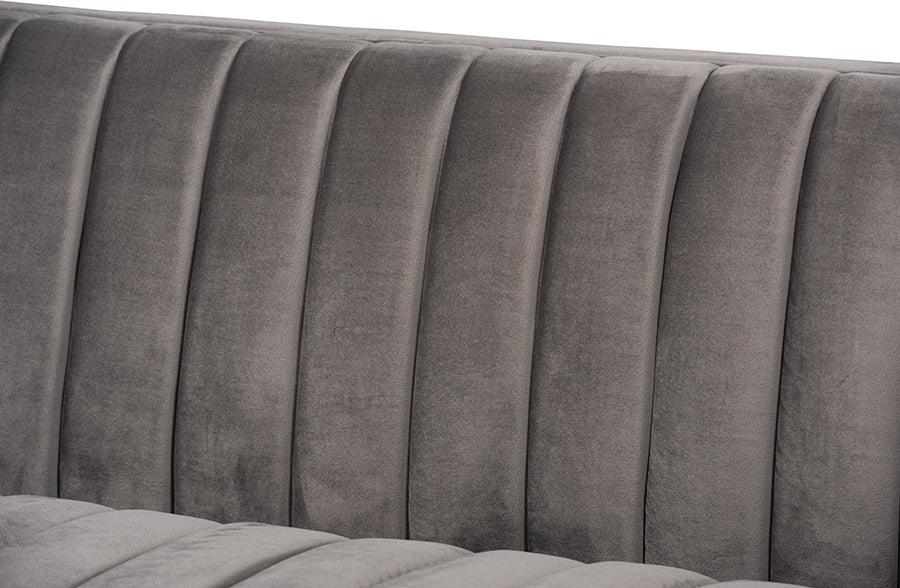 Wholesale Interiors Sofas & Couches - Aveline Glam And Luxe Grey Velvet Fabric Upholstered Brushed Gold Finished Sofa