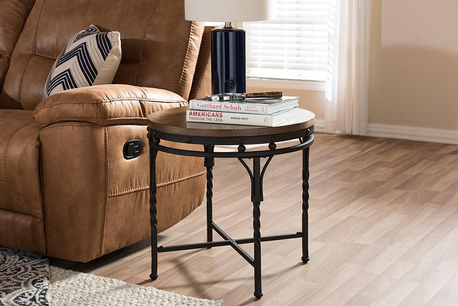 Wholesale Interiors Side & End Tables - Austin Vintage Industrial Antique Bronze Round End Table