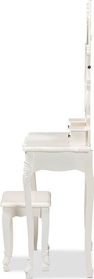 Wholesale Interiors Bedroom Vanity - Macsen Classic and Traditional White Finished Wood 2-Piece Vanity Set with Adjustable Mirror