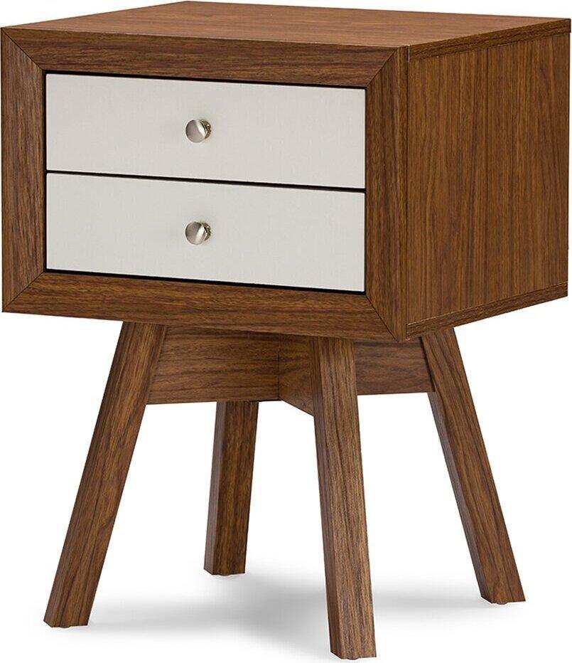 Wholesale Interiors Nightstands & Side Tables - Warwick Accent Nightstand White & Walnut