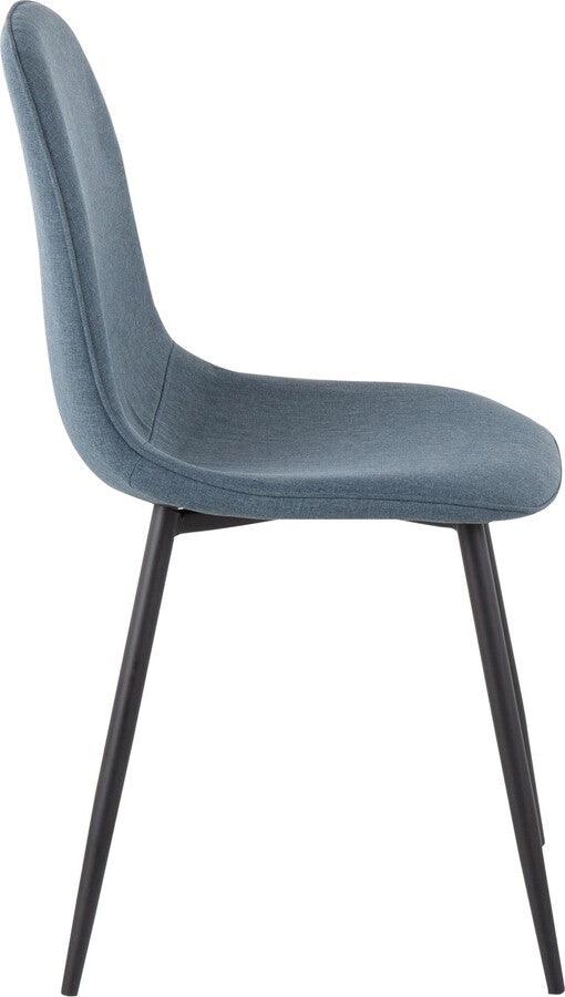 Lumisource Living Room Sets - Pebble Chair 35" Black Steel & Blue Velvet (Set of 2)
