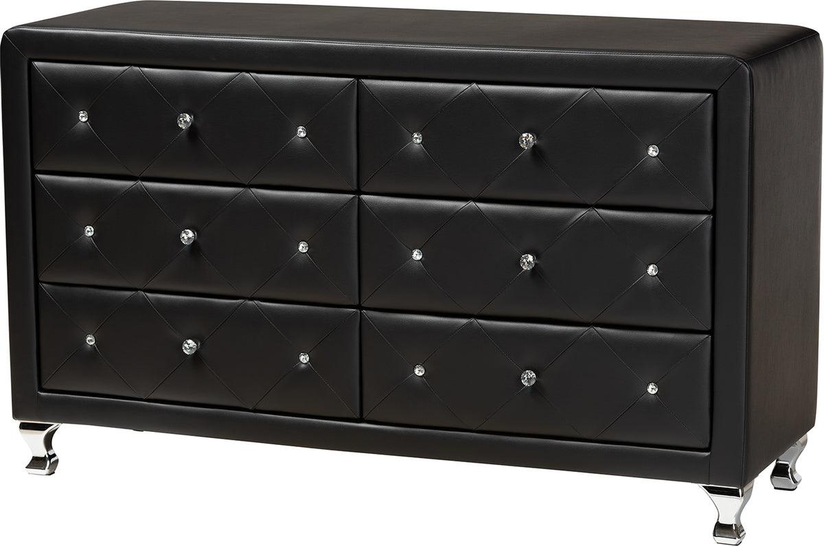 Wholesale Interiors Dressers - Luminescence Black Faux Leather Upholstered Dresser