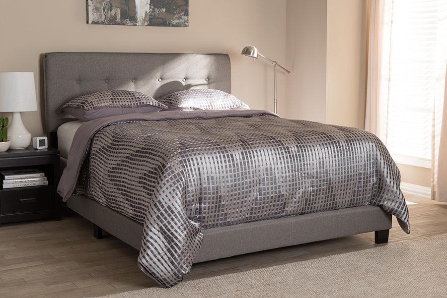 Wholesale Interiors Beds - Audrey Modern And Contemporary Light Grey Fabric Upholstered King Size Bed